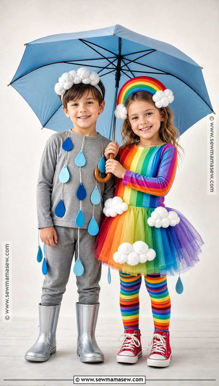Rain Cloud And Rainbow Sibling Costume - 35 sibling costume ideas