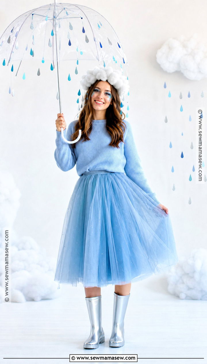Rain Cloud Costume With Blue Outfit - 30 Single Person Halloween Costume Ideas