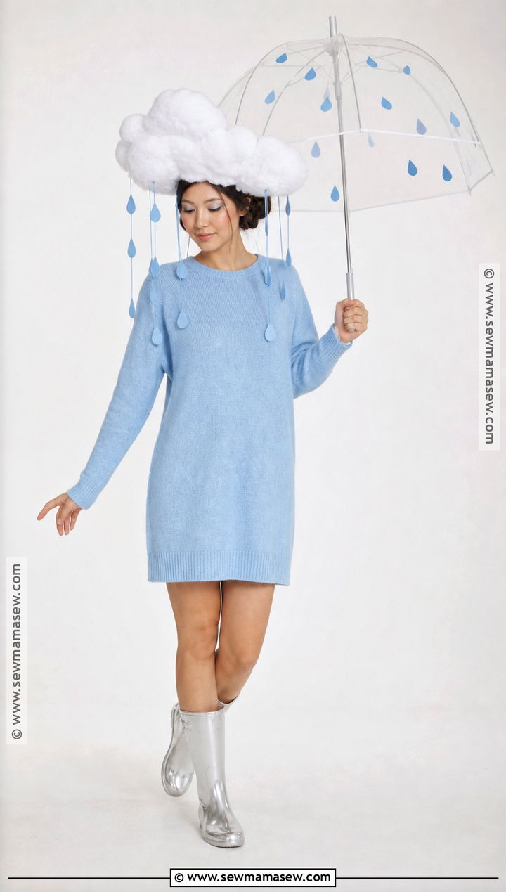 Rain Cloud Costume With Blue Outfit - 30 Halloween Dress Up Ideas