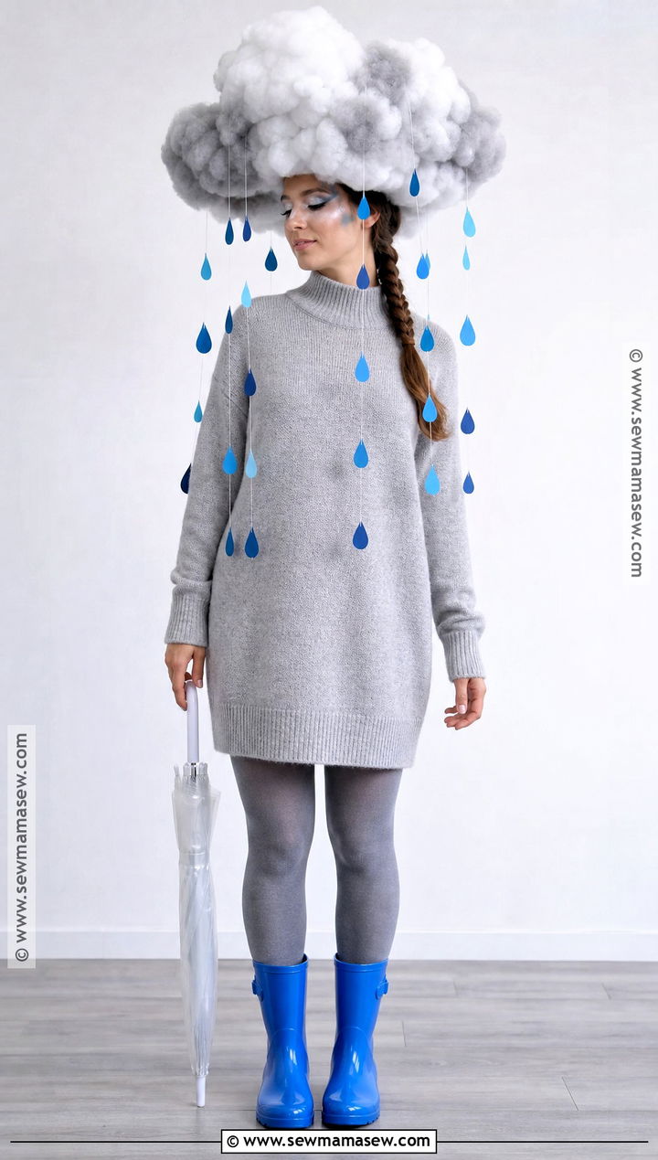 Rain Cloud Costume With Blue Rain Boots - 35 Halloween Costume Solo Ideas