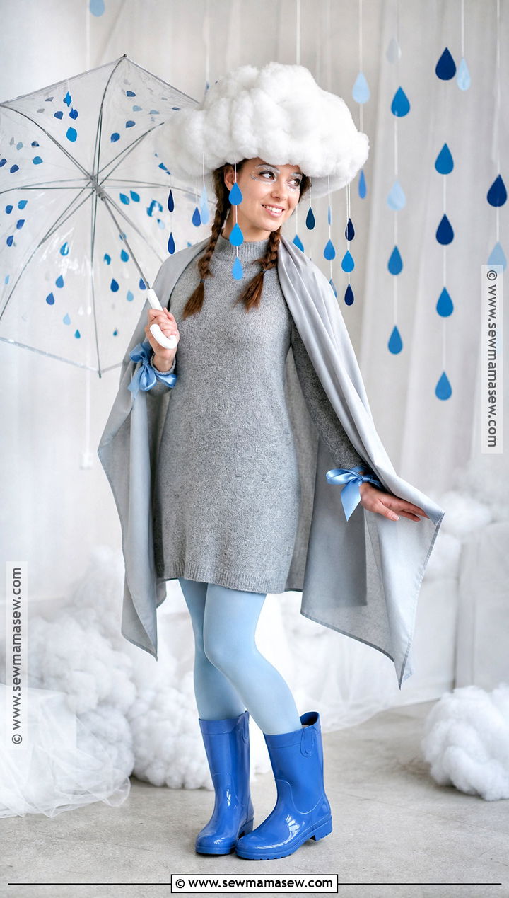 Rain Cloud Costume With Blue Raindrops - 30 Nature Costume Ideas