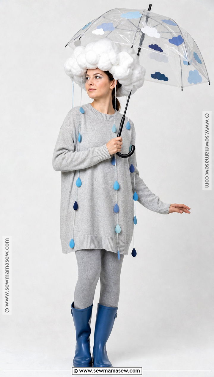 Rain Cloud Costume With Blue Raindrops - 50 cute halloween costumes