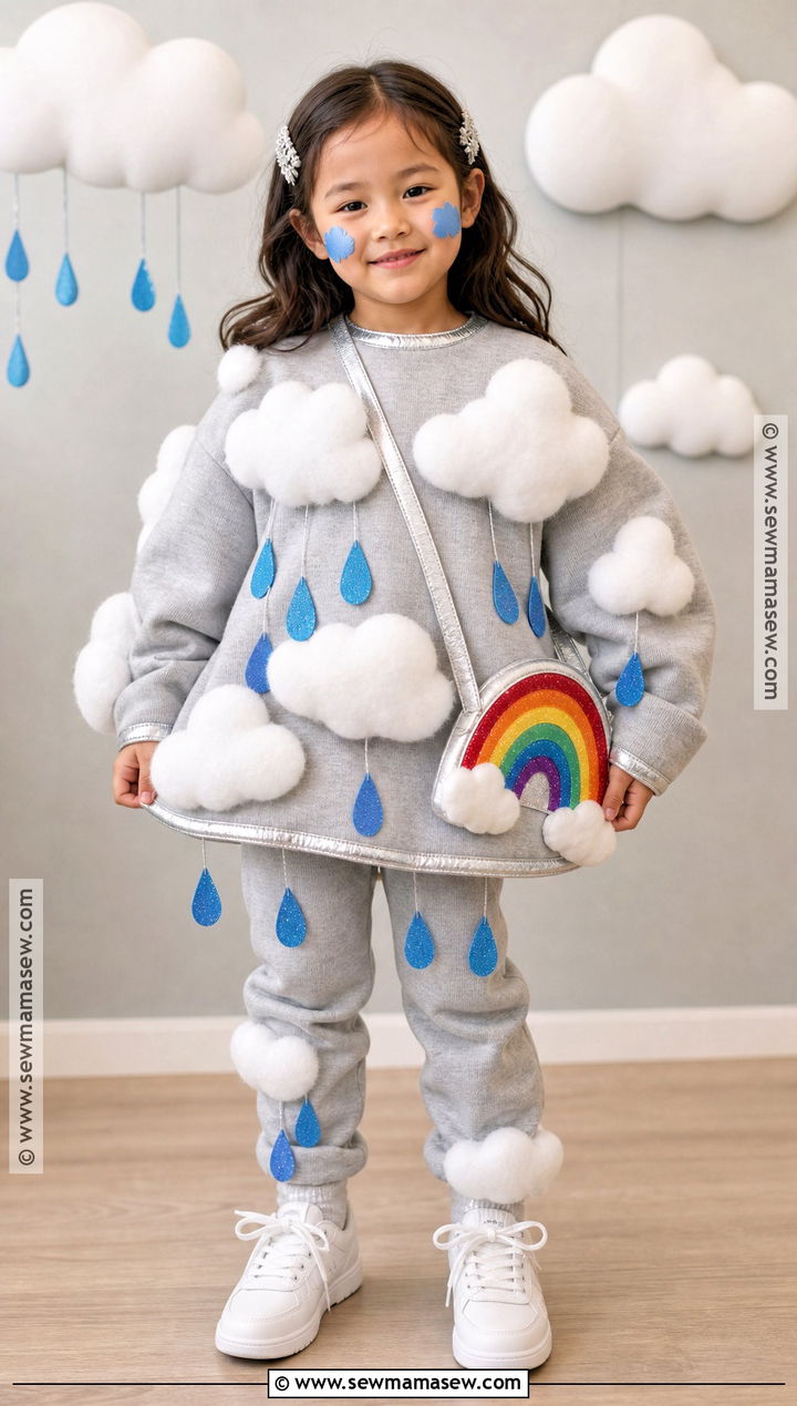 Rain Cloud Costume With Colorful Raindrops - 30 kid costume ideas