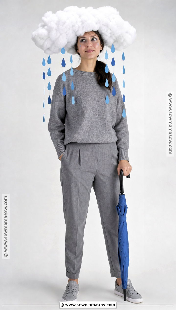 Rain Cloud Costume With Gray Clothes - 30 lazy costume ideas