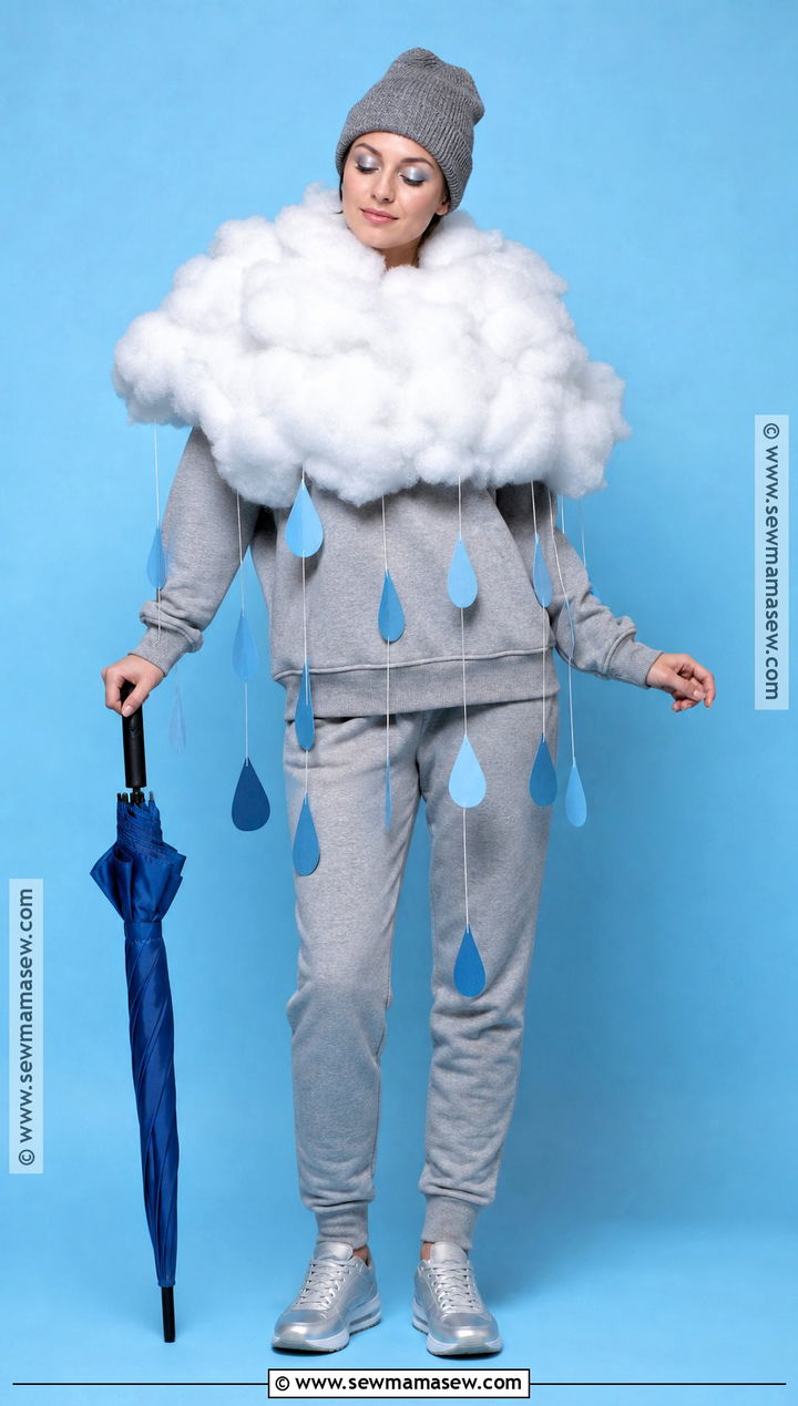Rain Cloud Costume With Gray Clothes - 30 Very Simple Halloween Costumes