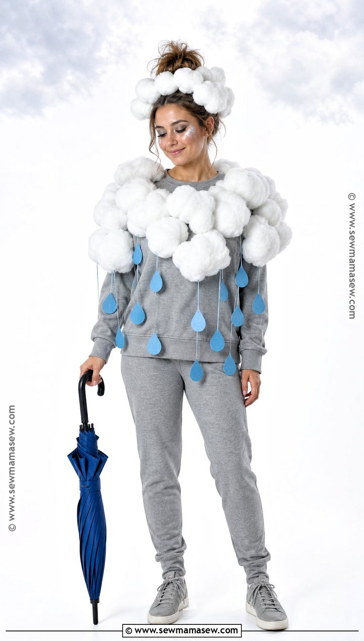 Rain Cloud Costume With Gray Clothes - 35 Easy At Home Halloween Costumes