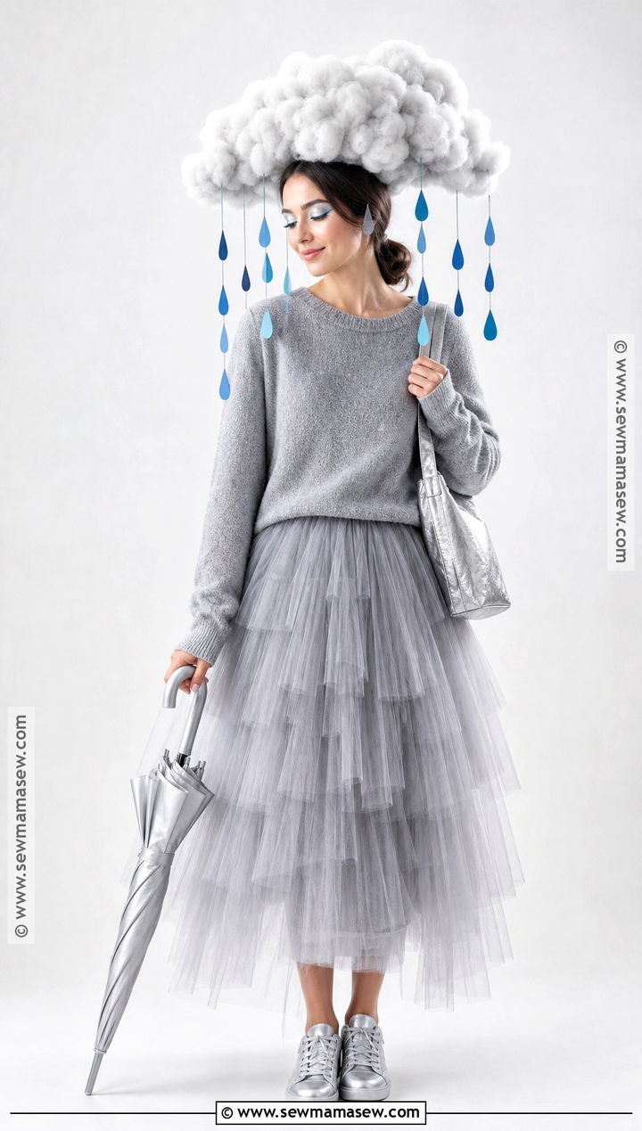 Rain Cloud Costume With Gray Clothes - 50 easy halloween costumes for women
