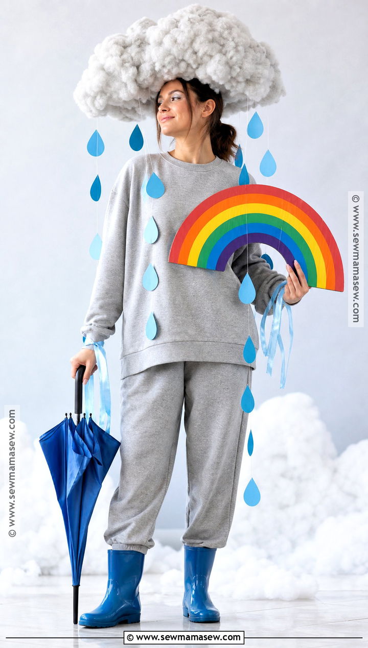 Rain Cloud Costume With Gray Clothes - 50 simple halloween costumes