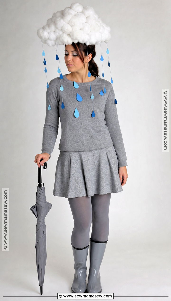 Rain Cloud Costume With Gray Outfit - 30 Simple Costumes For Women Last Minute