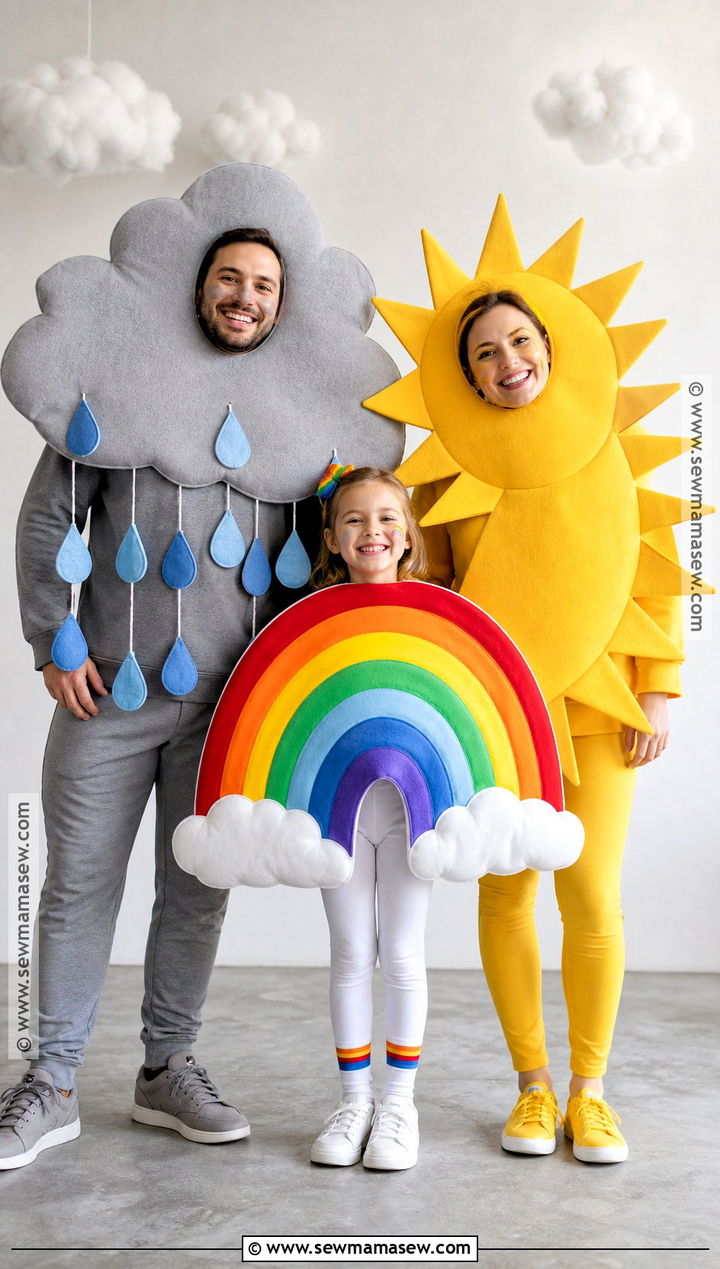 Rain Cloud Rainbow And Sunshine Costume - 35 halloween family costumes for 3