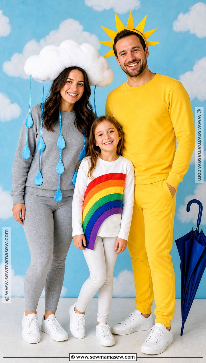 Rain Cloud Rainbow And Sunshine Costume - 30 easy family costumes for 3