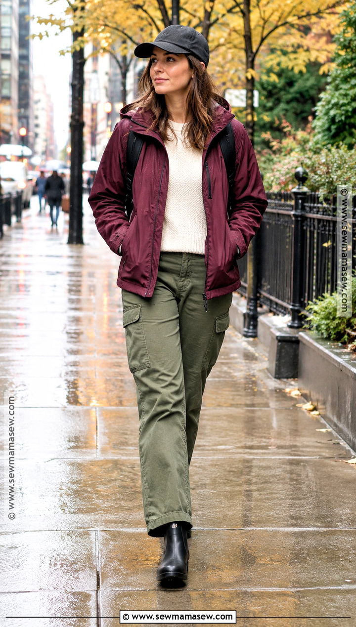 Rain Jacket And Cargo Pants Chicago Fall Outfit - 15 fall outfits in chicago