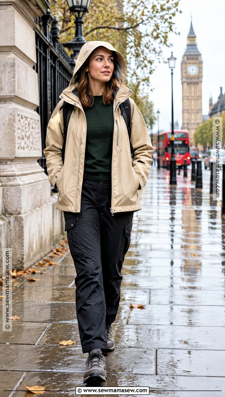 Rain Jacket And Cargo Pants Europe Fall Outfit - 15 Outfits For Traveling In Europe Fall