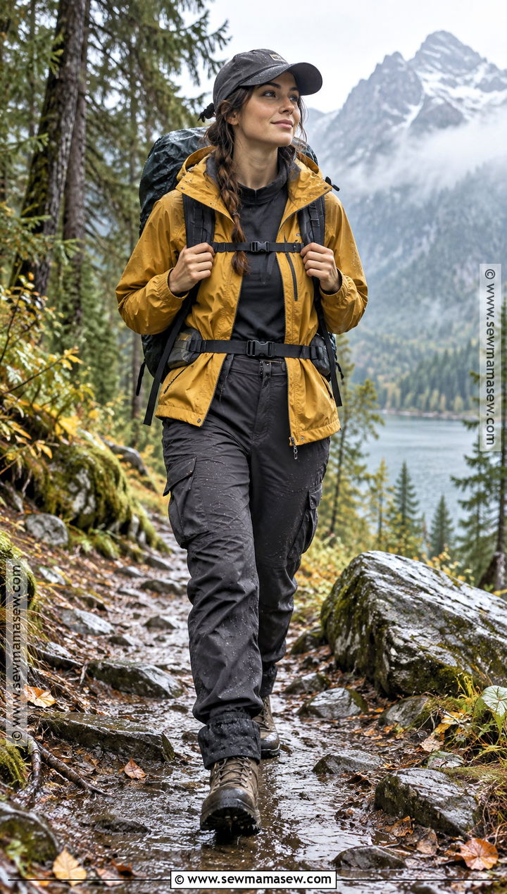 Rain Jacket And Cargo Pants Fall Mountain Hiking Outfit - 20 Hiking Outfit Fall Mountain Ideas