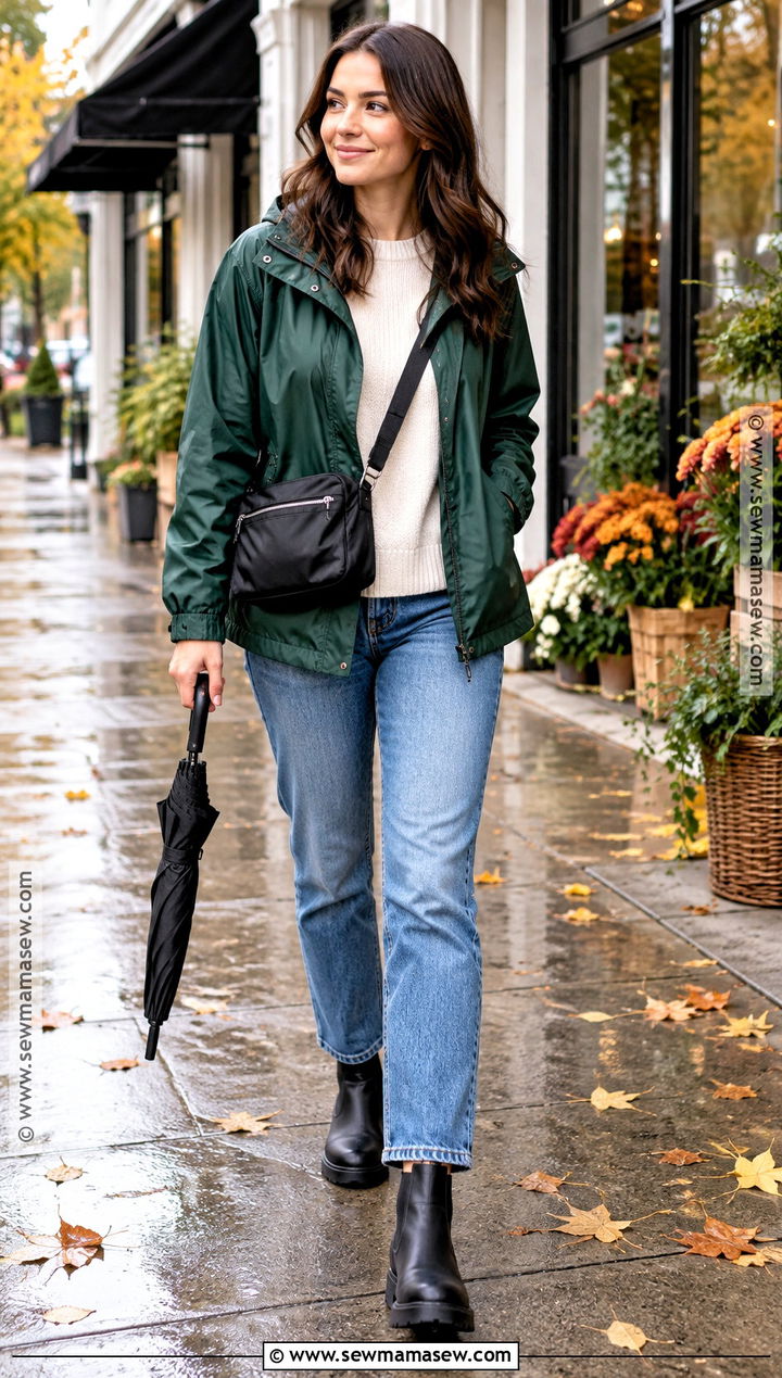 Rain Jacket And Chelsea Boots Shopping Outfit - 20 shopping outfit autumn ideas