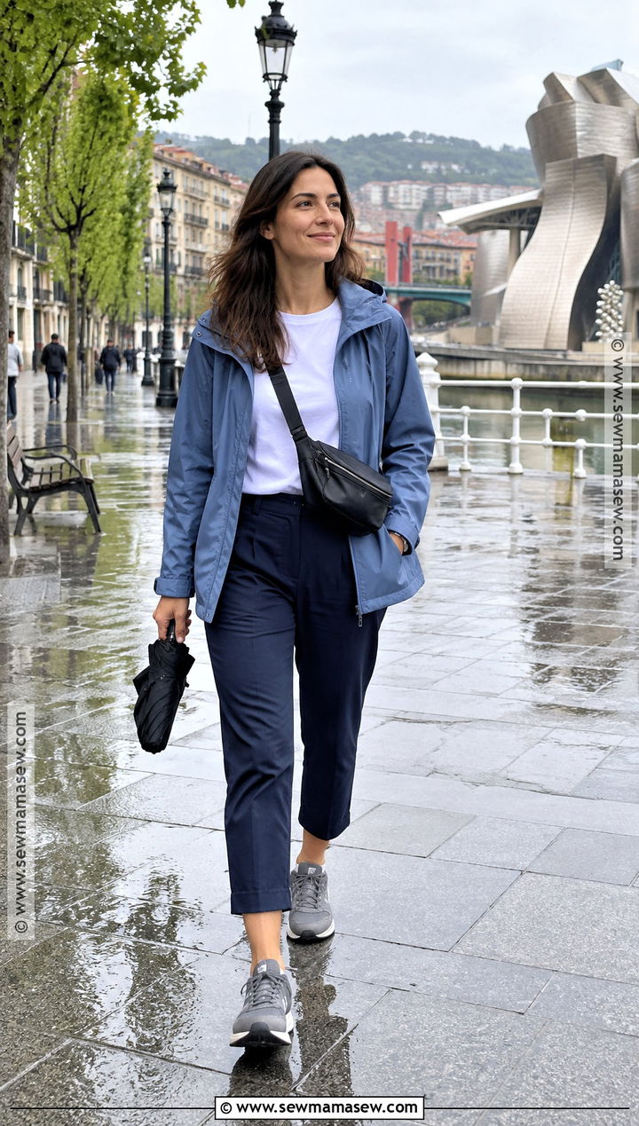Rain Jacket And Cropped Pants Outfit - 15 spain outfit ideas september