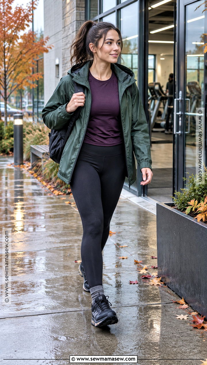 Rain Jacket And Leggings Gym Outfit - 20 fall gym outfit ideas