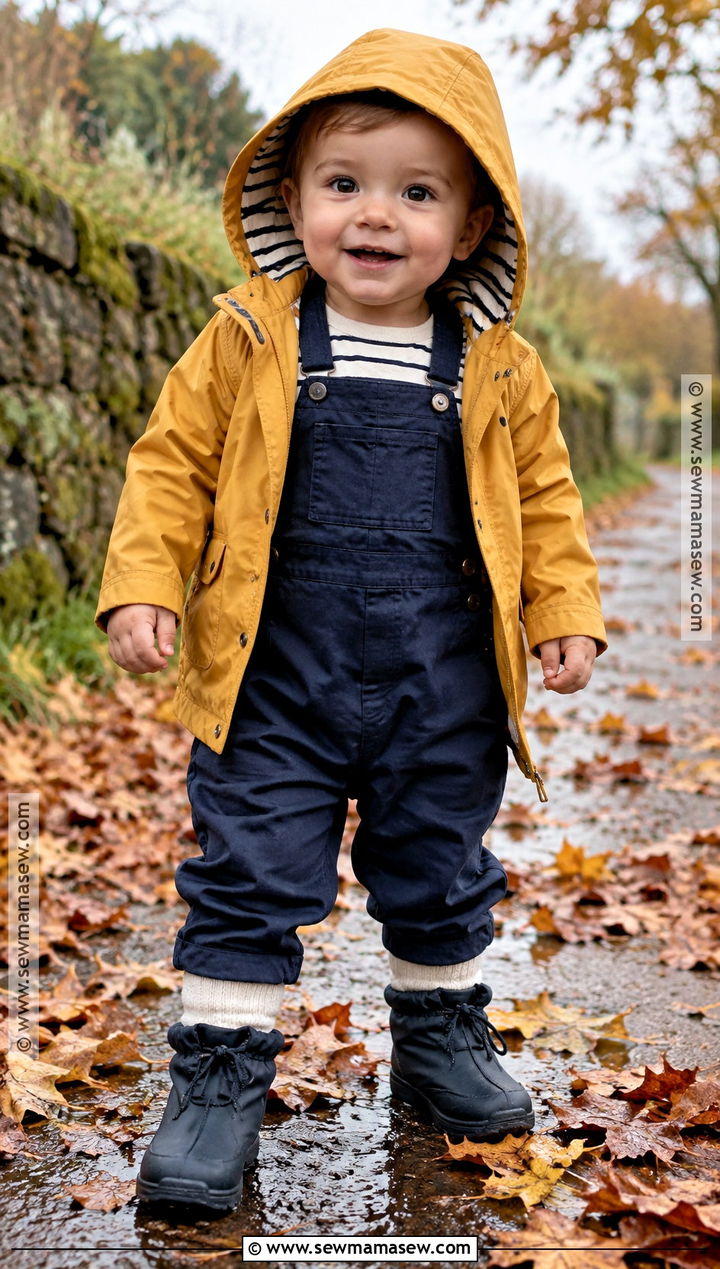 Rain Jacket And Overalls Fall Baby Outfit - 20 fall baby outfits