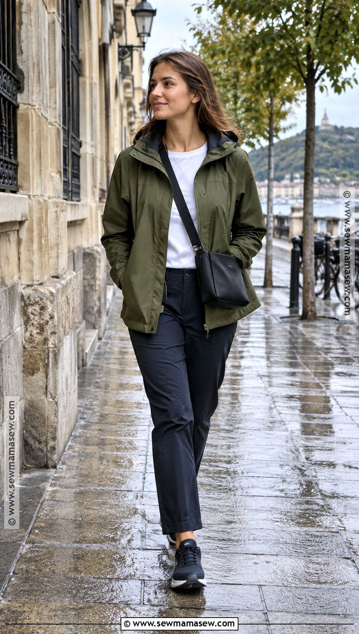 Rain Jacket And Straight Leg Pants Outfit For Northern Spain - 20 Spain In September Outfits
