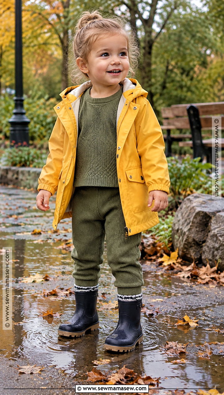 Rain Jacket And Waffle Knit Set Fall Toddler Outfit - 15 fall themed toddler clothing ideas