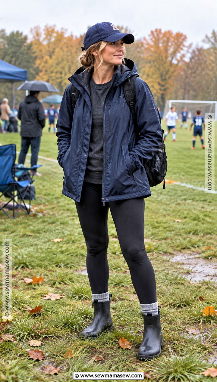 Rain Jacket And Waterproof Boots Soccer Mom Outfit - 15 soccer mom outfits fall