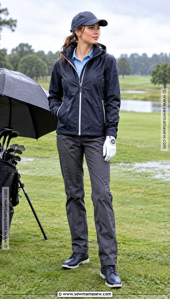 Rain Jacket And Waterproof Golf Pants - 25 fall golfing outfits for women