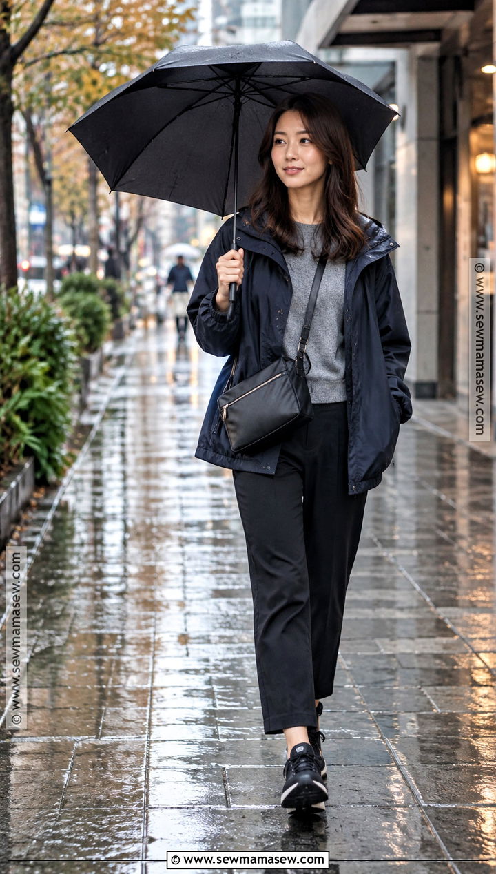 Rain Jacket Knit Top Trousers And Waterproof Sneakers - 20 Japan Outfit Fall Season Ideas