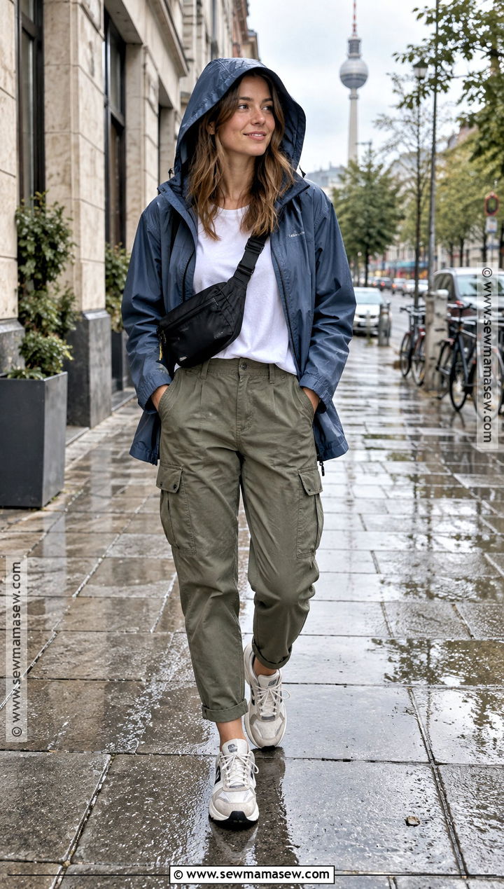 Rain Jacket With Cargo Pants And Waterproof Sneakers - 15 berlin in september outfit ideas