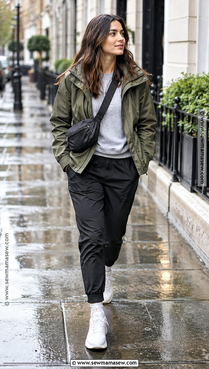 Rain Jacket With Joggers And Sneakers - 20 autumn coats and jackets