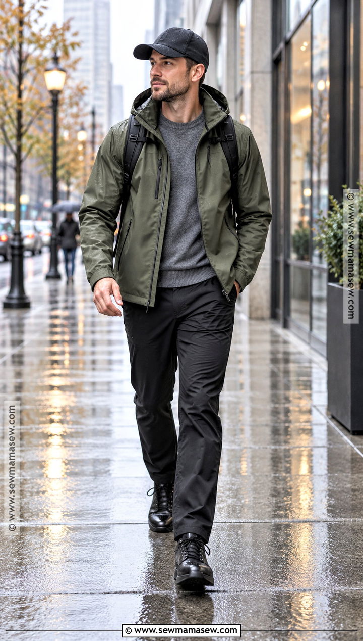 Rain Jacket With Technical Pants - 20 men fall jacket ideas
