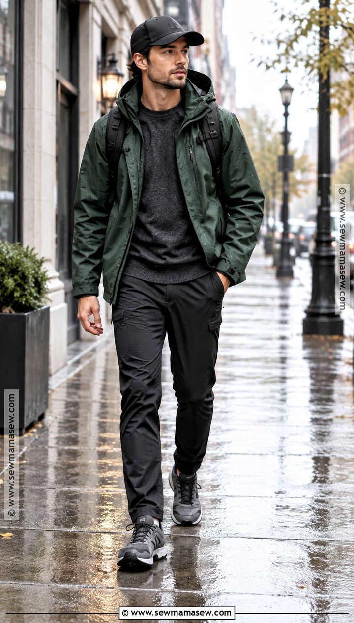 Rain Jacket and Tech Pants Fall Outfit - 20 Fall Outfits for Guys