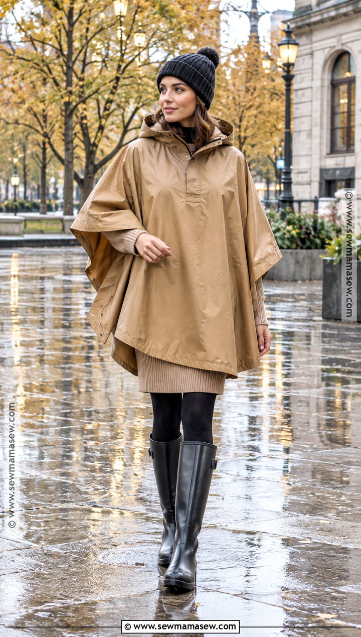 Rain Poncho And Sweater Dress Fall Outfit - 20 fall outfits rainy day