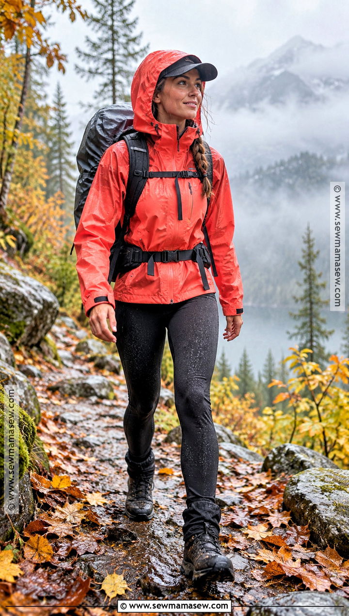Rain Shell And Leggings Wet Fall Hiking Outfit - 20 Hiking Outfit Fall Mountain Ideas