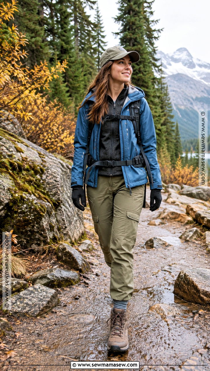 Rain Shell and Cargo Hiking Pants Banff Outfit - 15 banff hiking outfit fall ideas