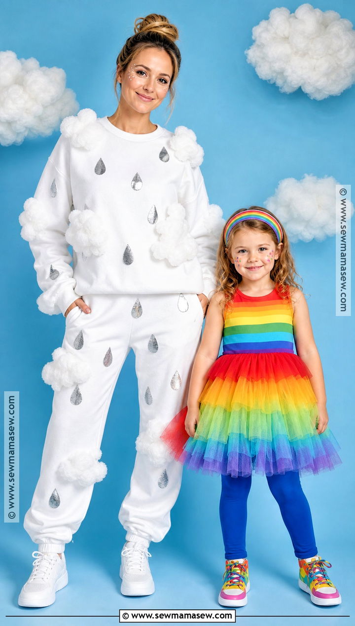 Rainbow And Cloud Costume - 35 mommy and me halloween costumes
