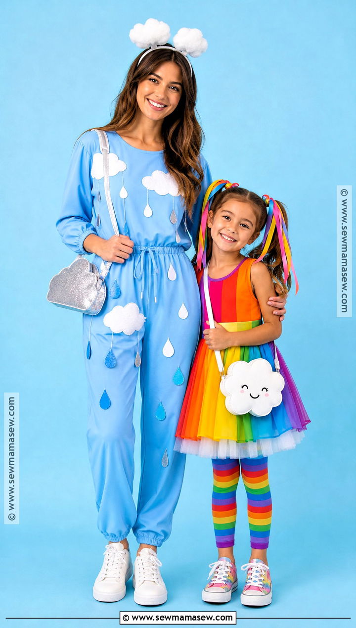 Rainbow And Cloud Costume - 35 Mother Daughter Halloween Costumes