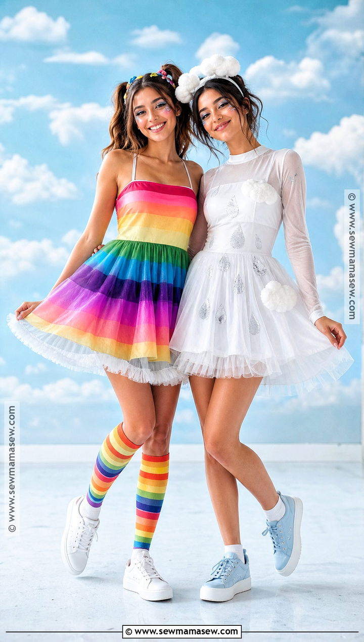 Rainbow And Cloud Duo Costume - 35 duo costumes for girls for best friends