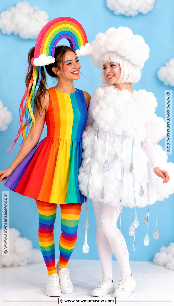 Rainbow And Cloud Duo Costume - 40 costume halloween duo ideas