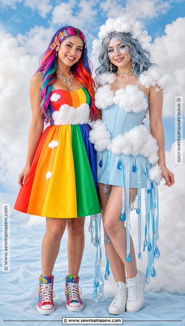 Rainbow And Cloud Duo Costume - 30 cute halloween costumes duo