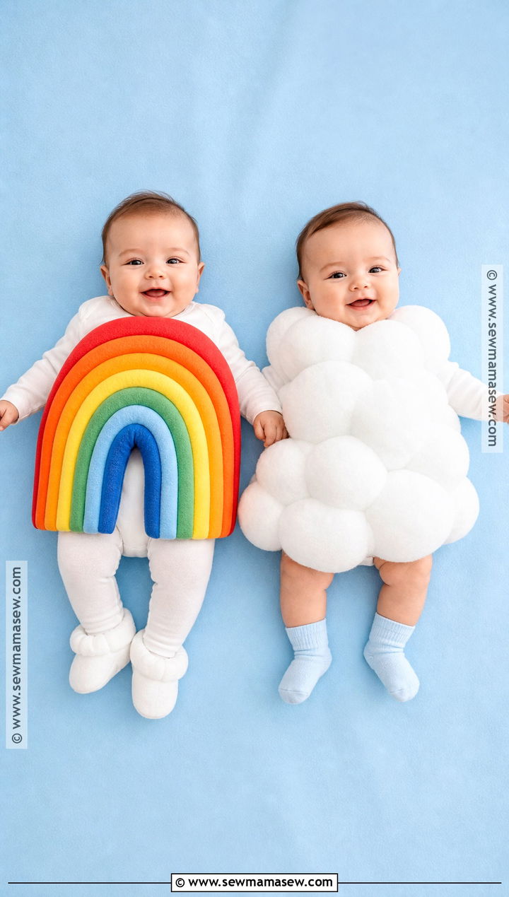 Rainbow And Cloud Twin Baby Costume - 30 twin halloween costumes for babies