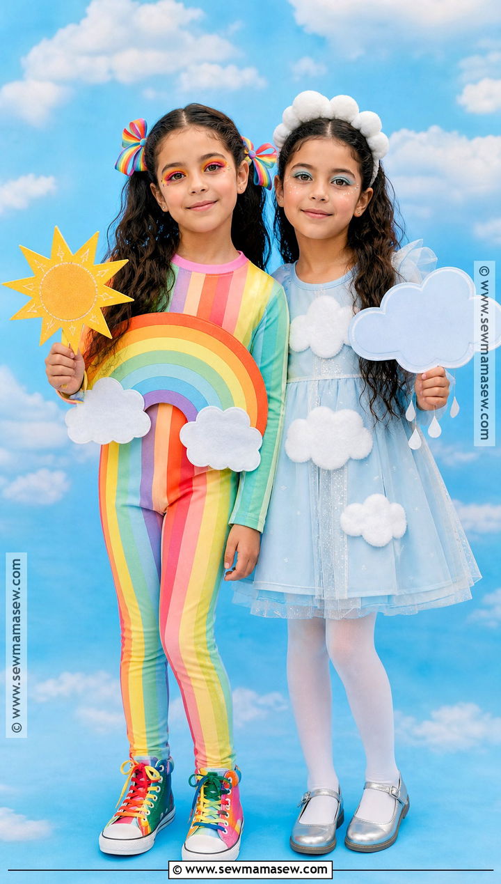 Rainbow And Cloud Twin Costume - 30 twin dress up ideas