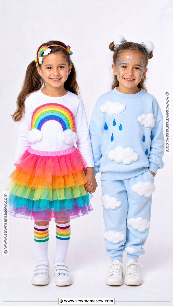 Rainbow And Cloud Twin Costume - 35 twin costume ideas