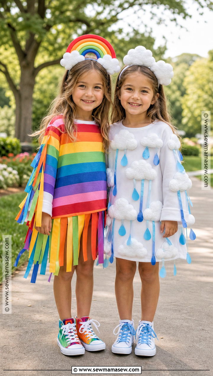 Rainbow And Cloud Twin Costume - 30 Twin Costume Ideas