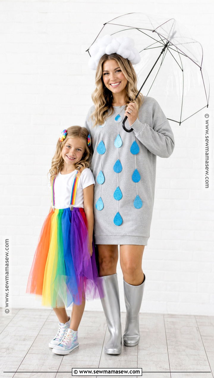 Rainbow And Rain Cloud Costume - 30 mom daughter halloween costumes