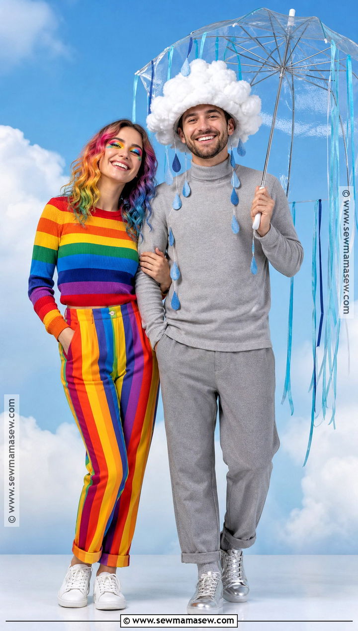 Rainbow And Rain Cloud Couples Costume - 40 creative couples costumes