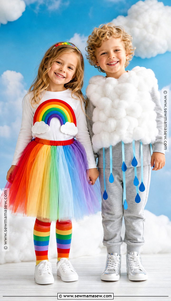 Rainbow And Rain Cloud Sibling Costume - 30 sibling halloween costumes boy and for girls