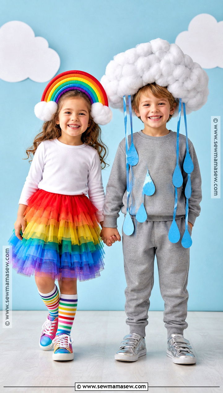 Rainbow And Rain Cloud Sibling Costume - 35 brother and sister halloween costumes