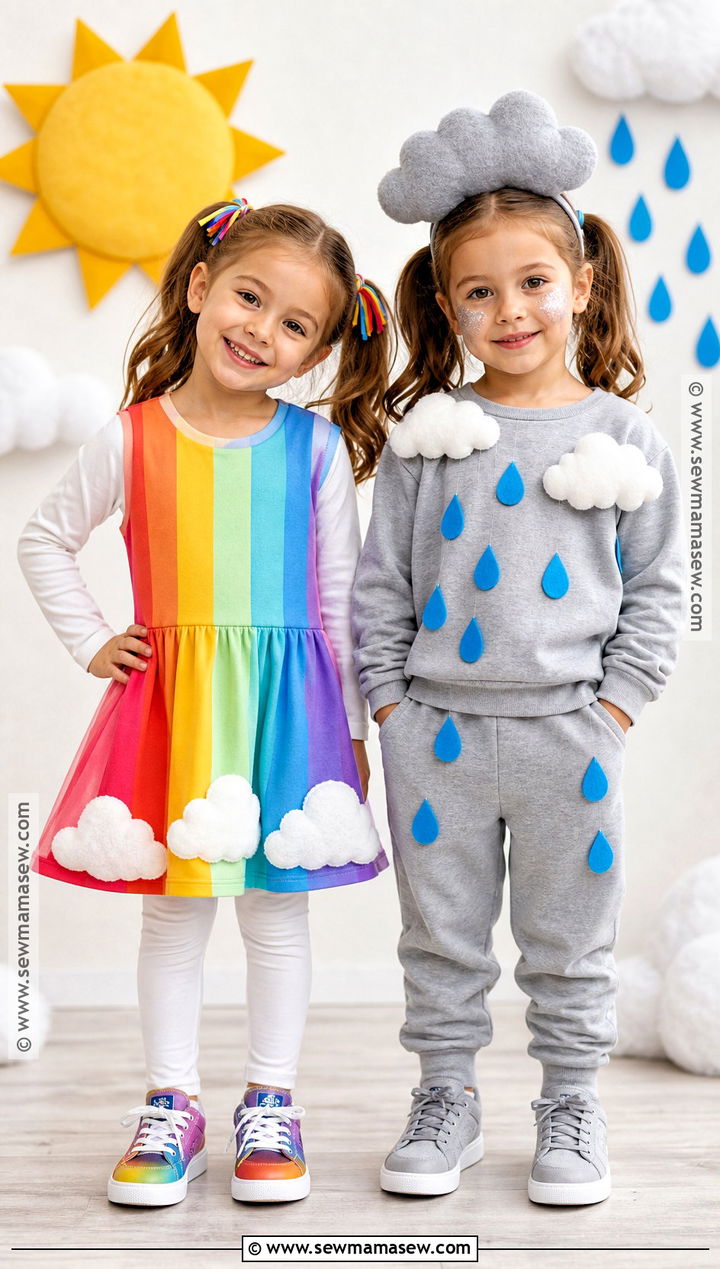 Rainbow And Rain Cloud Twins Costume - 30 twins costume ideas