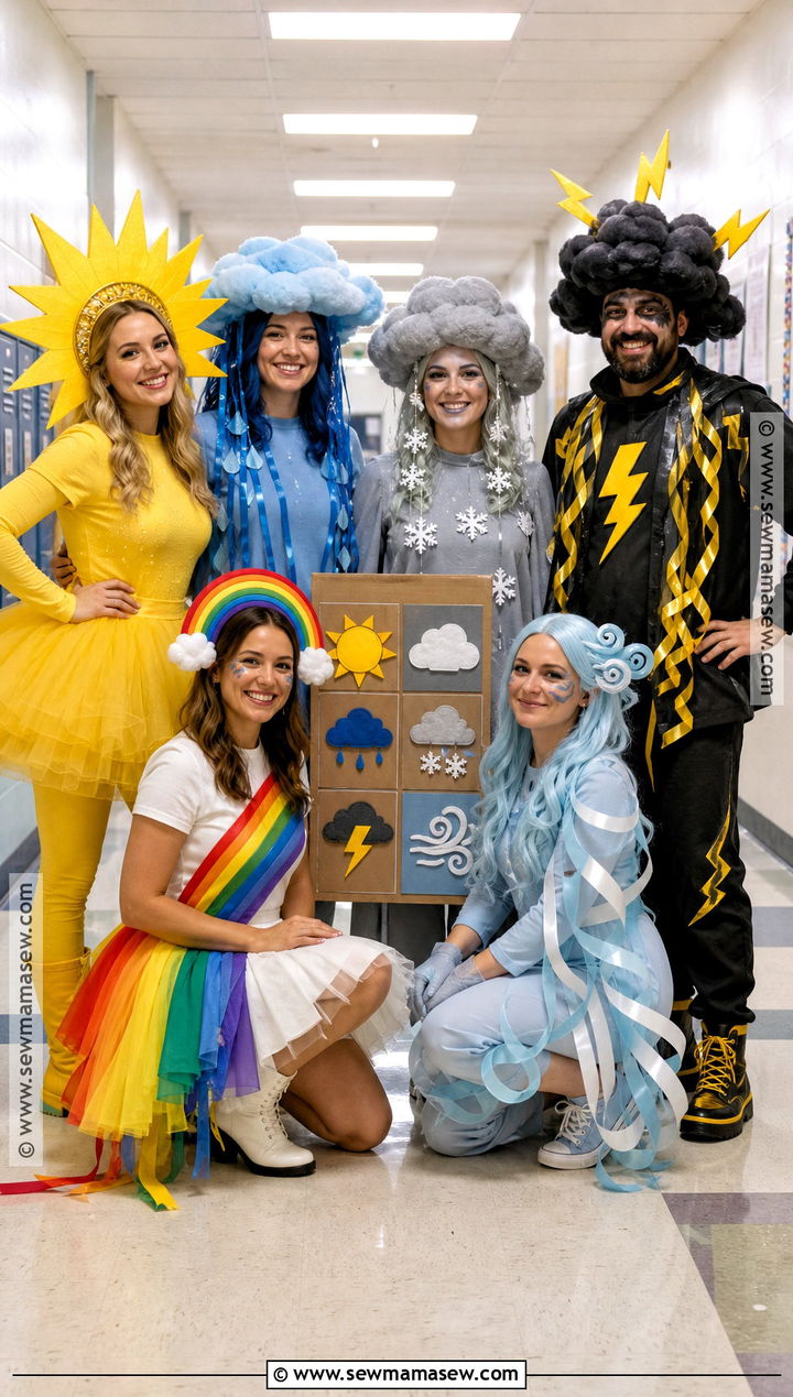 Rainbow And Weather Teacher Team Costume - 30 Teacher Team Halloween Costumes