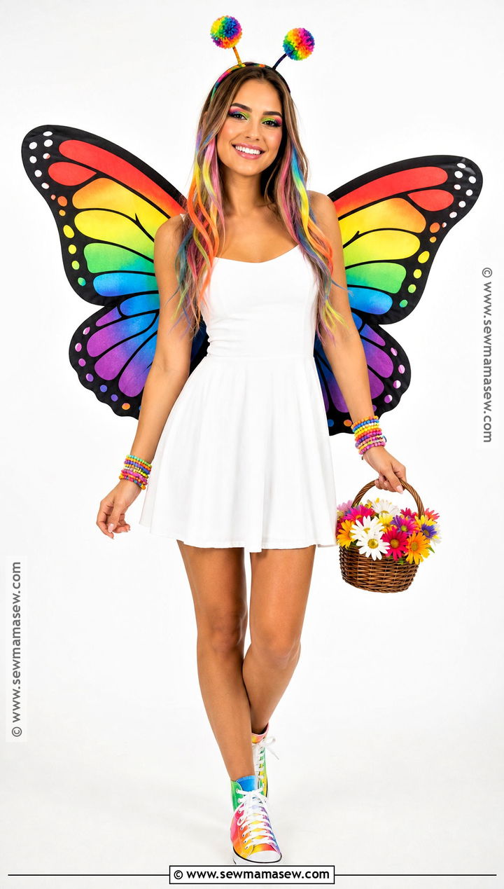 Rainbow Butterfly Costume With Colorful Wings - 30 Butterfly Halloween Costume Ideas for Women